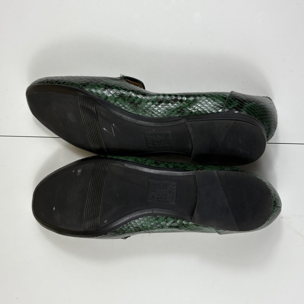 Green Snake Print Pointed Toe Loafers Womens 8.5 Minimalist Flats - Picture 7 of 9